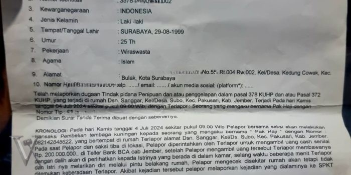 Lambanya Penanganan Perkara Di Polres Jember, Korban Penipuan Penggelapan Pertanyakan Kinerja Penyidik