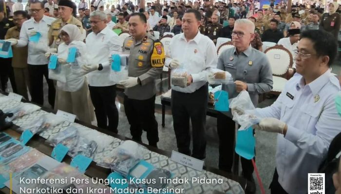 BNN Gelar Konferensi Pers Ungkap Kasus Narkotika dan Deklarasi “Madura Bersinar” di Bangkalan