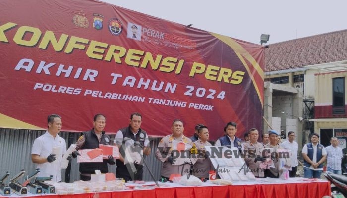 Polres Tanjung Perak Rilis Capaian Penegakan Hukum 2024: Tingkat Penyelesaian Kasus Capai 82%