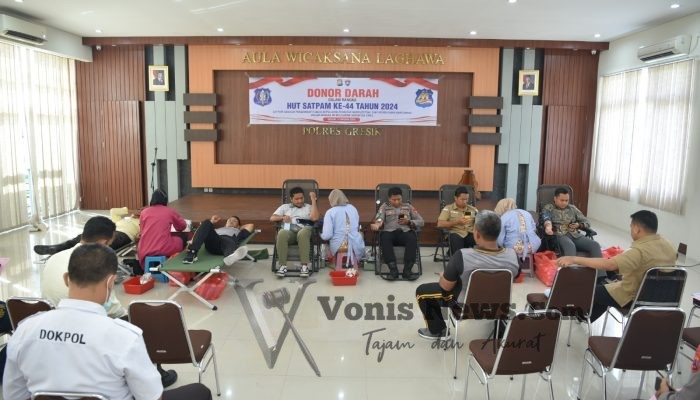 Semarakkan HUT Satpam ke-44, Polres Gresik Gelar Aksi Sosial Donor Darah