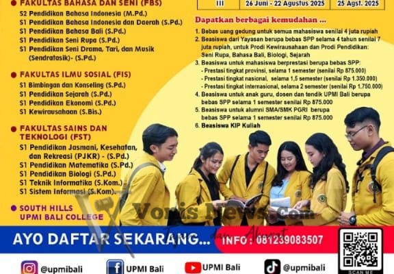 UPMI Buka Penerimaan Mahasiswa Baru Tahun Ajaran 2025/2026