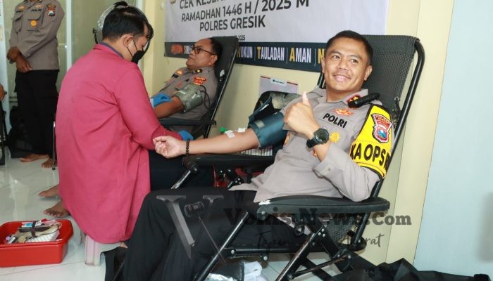 Polres Gresik Gelar Donor Darah dan Cek Kesehatan Gratis di Bulan Ramadan