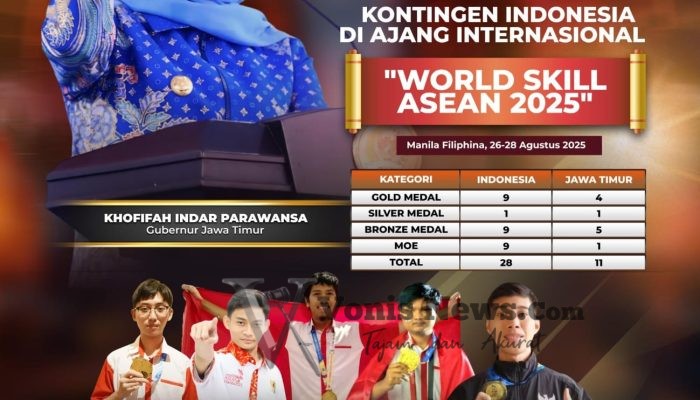 SMK Jatim Dominasi Medali Emas di WorldSkill ASEAN 2025, Gubernur Khofifah: Bukti Barometer Pendidikan Vokasi Indonesia