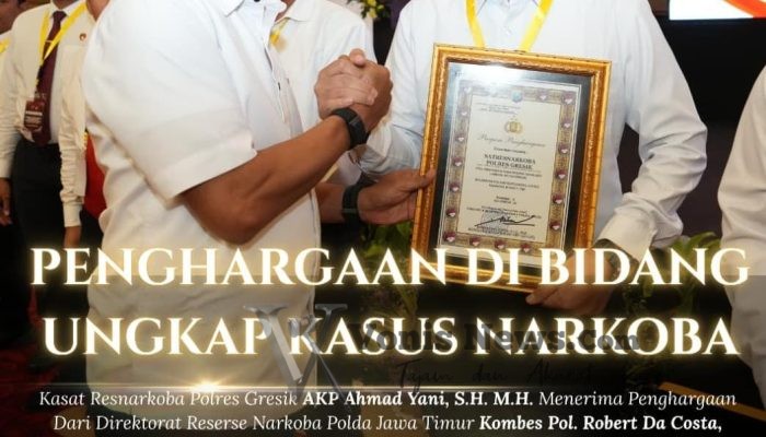 Sat Resnarkoba Polres Gresik Raih Penghargaan Polda Jatim atas Keberhasilan Ungkap Kasus Narkoba