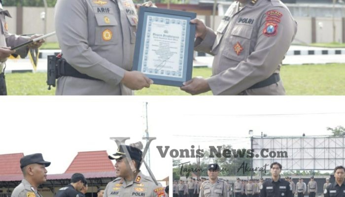 Apel Jam Pimpinan, Polres Blitar Beri Penghargaan Anggota Berprestasi dan Raih Prestasi Nasional