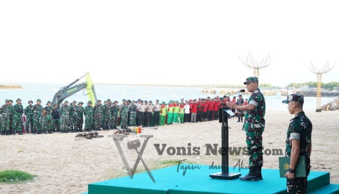 Karya Bakti Terpadu Kodam IX/Udayana, Ribuan Personel Bersihkan Pantai Kedonganan–Kuta