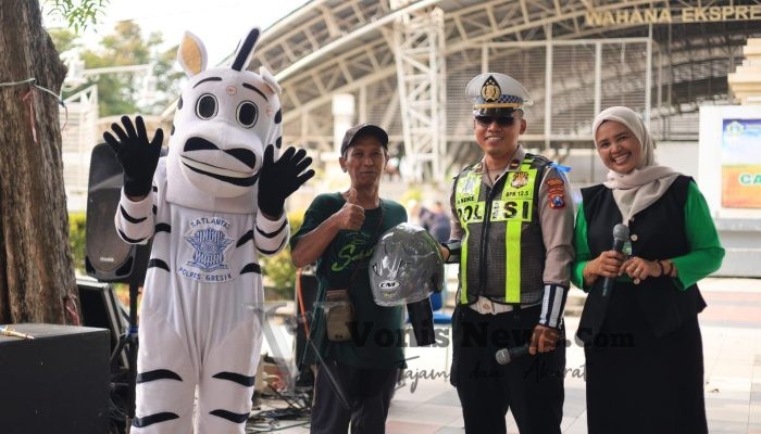 Wujudkan Jalan Raya Aman, Satlantas Polres Gresik Sapa Warga di CFD Wahana Ekspresi Pusponegoro