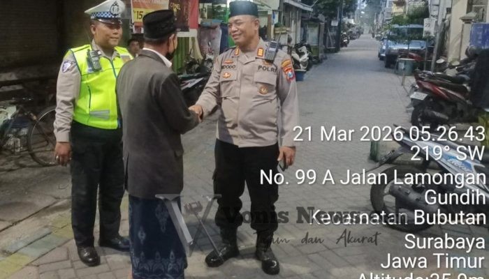 Polsek Bubutan Siaga Penuh, Pengamanan Sholat Idul Fitri di Masjid Baiturrahim Berlangsung Aman dan Kondusif