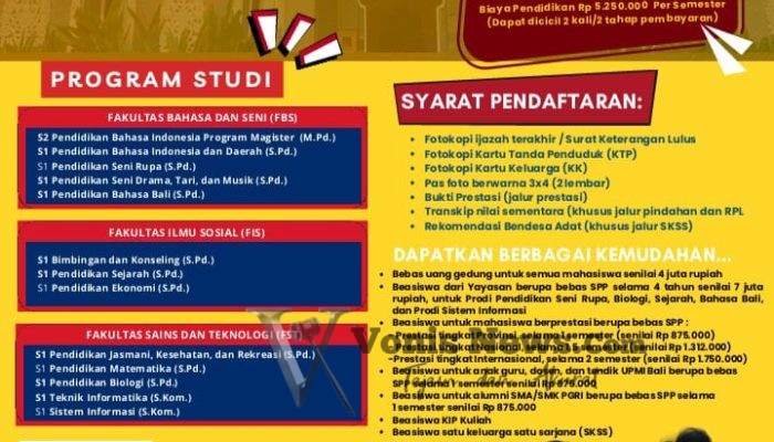 UPMI Bali Buka PMB 2026/2027, Kuliah Bisa Dicicil dan Banyak Jalur Masuk