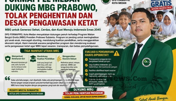 LSM FORMAPPEL RI DPD Kota Medan Dukung MBG Prabowo, Tolak Penghentian dan Desak Pengawasan Ketat