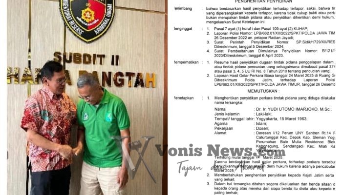 Setelah Sekian Lama, Perkara Dr. Yudi Utomo Imarjoko Resmi Berakhir, Penyidikan Dihentikan dan Sengketa Diselesaikan Secara Damai