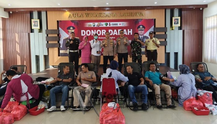 Sambut HUT Bhayangkara ke-80, Polres Gresik dan Kodim 0817 Gelar Donor Darah, 73 Kantong Darah Terkumpul
