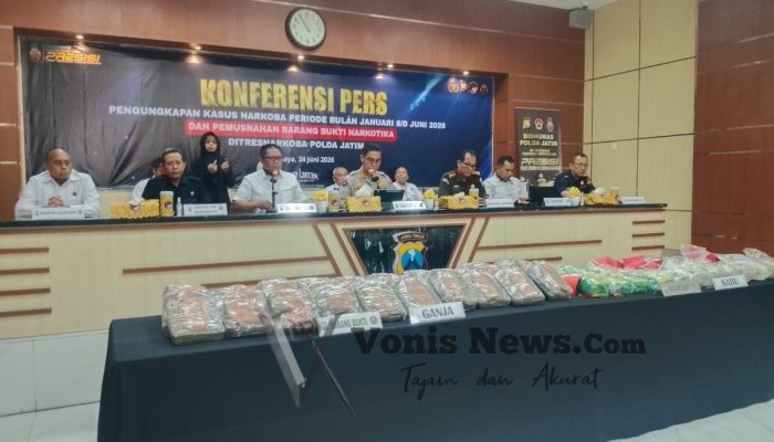 Polda Jatim Ungkap 3.157 Kasus Narkoba Semester I 2026, Musnahkan Puluhan Kilogram Sabu dan Ganja