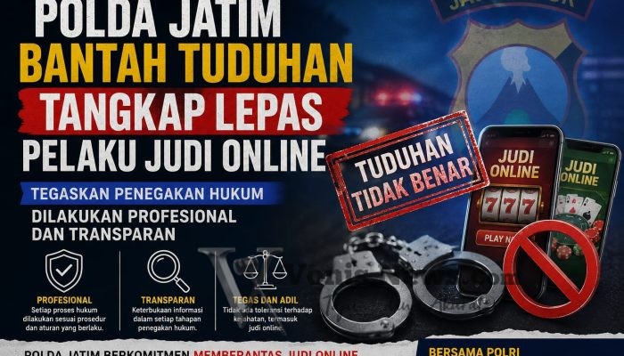 Polda Jatim Tegaskan Isu Tangkap Lepas Pelaku Judi Online Tidak Benar, Penegakan Hukum Dipastikan Profesional