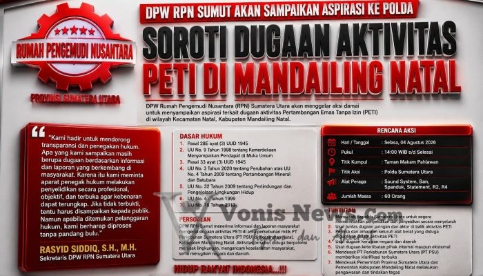DPW RPN Sumut Akan Sampaikan Aspirasi ke Polda, Soroti Dugaan Aktivitas PETI di Mandailing Natal