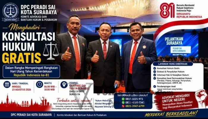 Peradi SAI Surabaya Jemput Keadilan, Konsultasi Hukum Gratis Sasar Masyarakat Bawah