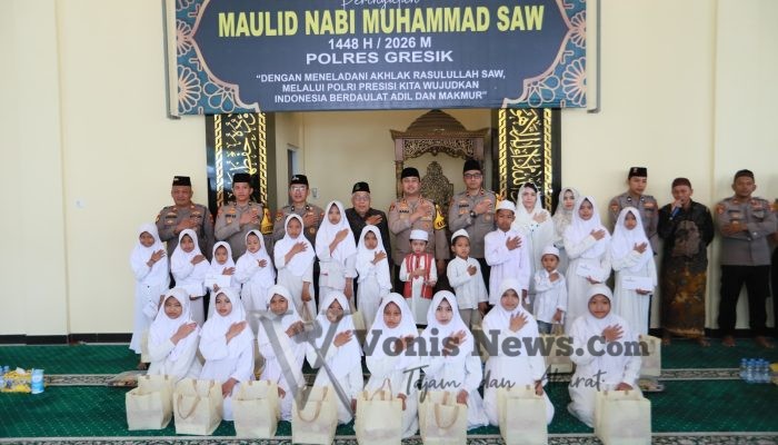Polres Gresik Peringati Maulid Nabi 1448 H, Santuni Anak Yatim dan Perkuat Nilai Keteladanan